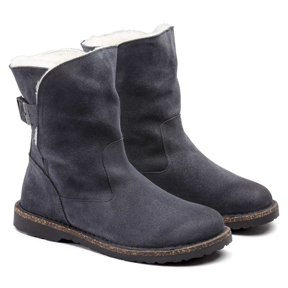 Birkenstock Gray Suede Shearling-Lined Ankle Boots